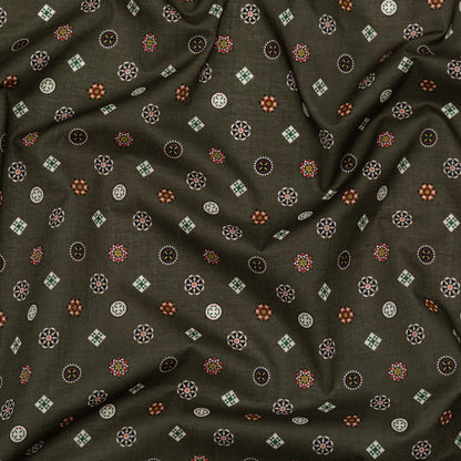 Cotton Voile - Olive Green LIttle Medallions - Emblematic Medallions Print - Mood Exclusive Serengeti Collection