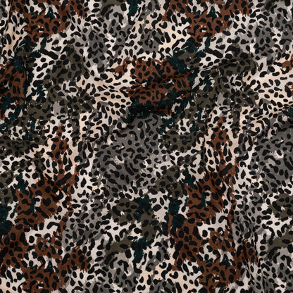 Cotton Voile - Green and Brown Animal Spots - Guerrilla Safari Print - Mood Exclusive Serengeti Collection