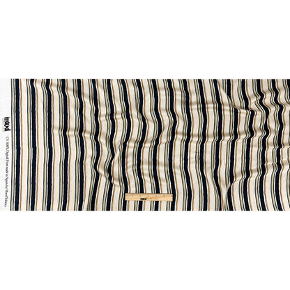 Rayon Challis - Natural and Navy Stripes - Linear Transcendence Print - Mood Exclusive Tumunyana Collection Full