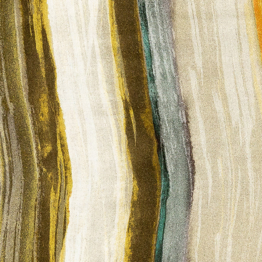 Rayon Challis - Yellow and Royal Blue Painted Stripes - Nilotic Wasteland Print - Mood Exclusive Tumunyana Collection Detail