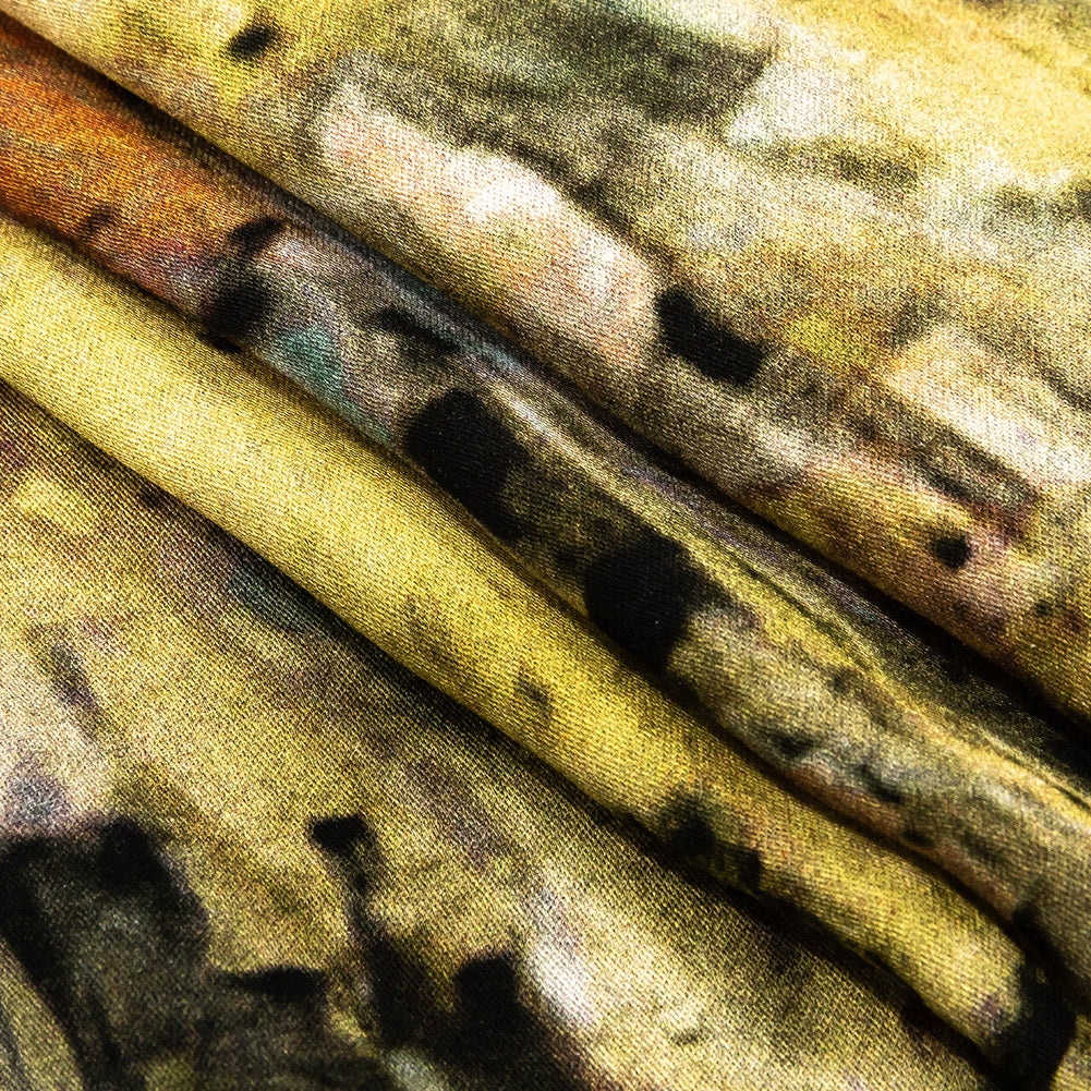 Rayon Challis - Chartreuse and Beige Painterly Abstract - Ethereal Apparition Print - Mood Exclusive Tumunyana Collection Folded