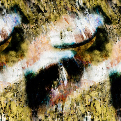 Rayon Challis - Chartreuse and Beige Painterly Abstract - Ethereal Apparition Print - Mood Exclusive Tumunyana Collection