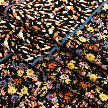 Stretch Cotton Sateen - Floral and Abstract Stripes - Fragmented Flourishings Print - Mood Exclusive Tumunyana Collection