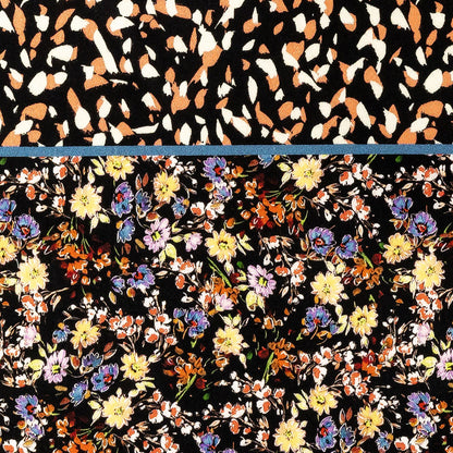 Stretch Cotton Sateen - Floral and Abstract Stripes - Fragmented Flourishings Print - Mood Exclusive Tumunyana Collection