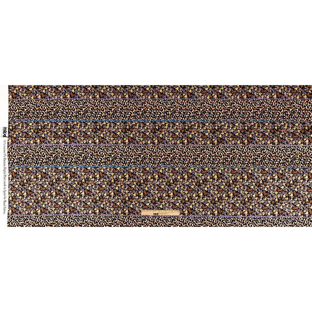Stretch Cotton Sateen - Floral and Abstract Stripes - Fragmented Flourishings Print - Mood Exclusive Tumunyana Collection - Full