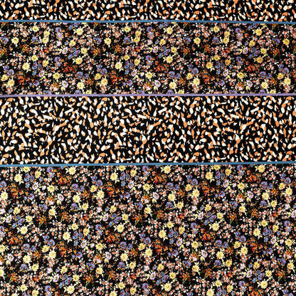 Stretch Cotton Sateen - Floral and Abstract Stripes - Fragmented Flourishings Print - Mood Exclusive Tumunyana Collection