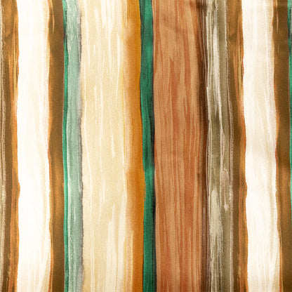 Stretch Cotton Sateen - Orange and Teal Painted Stripes - Nilotic Wasteland Print - Mood Exclusive Tumunyana Collection