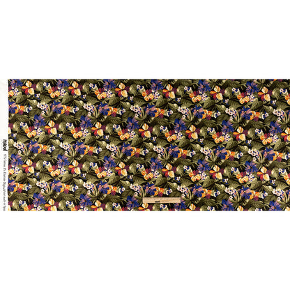 Stretch Cotton Sateen - Green and Blue Tropical Floral - Virescent Vignette Print - Mood Exclusive Tumunyana Collection Full