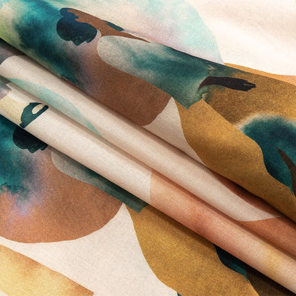 Cotton Voile - Multi Watercolor Figures and Shapes - Wayfaring Woman Print - Mood Exclusive Tumunyana Collection Folded