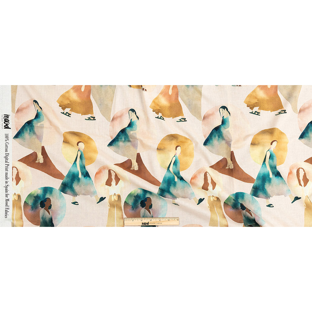 Cotton Voile - Multi Watercolor Figures and Shapes - Wayfaring Woman Print - Mood Exclusive Tumunyana Collection Full