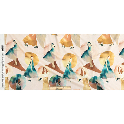 Cotton Voile - Multi Watercolor Figures and Shapes - Wayfaring Woman Print - Mood Exclusive Tumunyana Collection Full