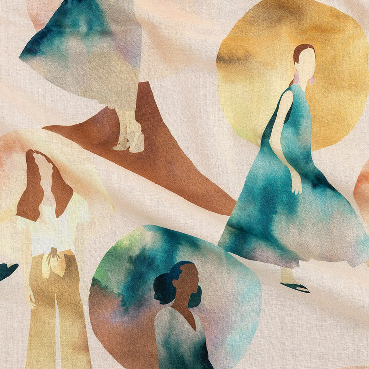 template--25130090922057__main-Cotton Voile - Multi Watercolor Figures and Shapes - Wayfaring Woman Print - Mood Exclusive Tumunyana Collection