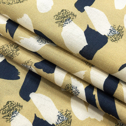 Cotton Voile - Yellow, Navy and White Brushstrokes - Nebulous Amalgam Print - Mood Exclusive Tumunyana Collection Folded