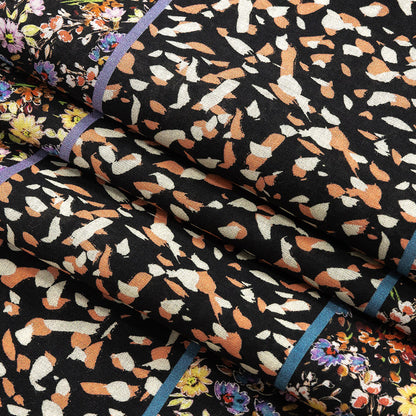 Cotton Voile - Floral and Abstract Stripes - Fragmented Flourishings Print - Mood Exclusive Tumunyana Collection Folded