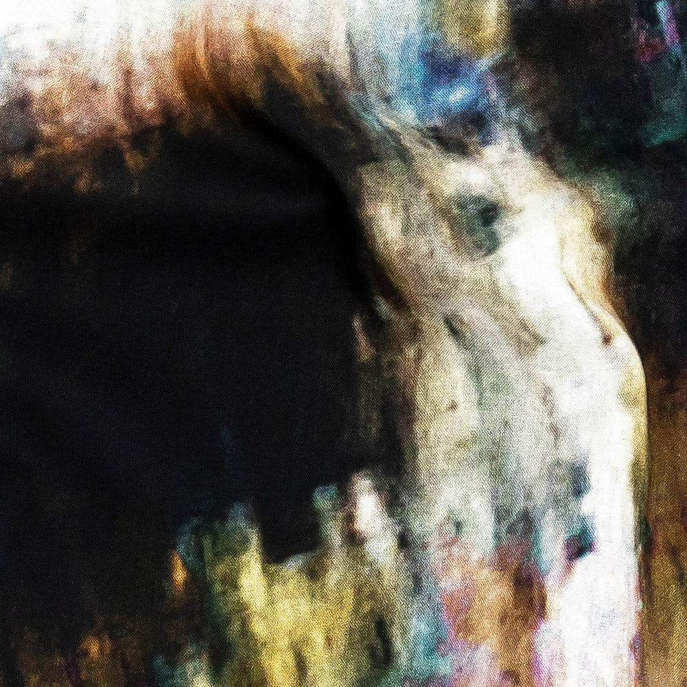 Cotton Voile - Chartreuse and Beige Painterly Abstract - Ethereal Apparition Print - Mood Exclusive Tumunyana Collection Detail