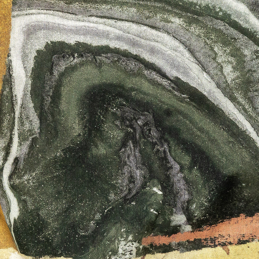 Cotton Voile - Rust, Olive and Ochre Geometric Abstract - Distorted Dimensions Print - Mood Exclusive Tumunyana Collection Detail