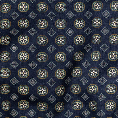 Linen and Rayon Woven - Navy Little Medallions - Motley Mosaic Print - Mood Exclusive Tumunyana Collection