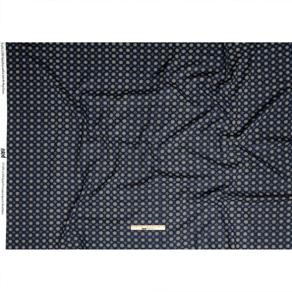 Linen and Rayon Woven - Navy Little Medallions - Motley Mosaic Print - Mood Exclusive Tumunyana Collection
