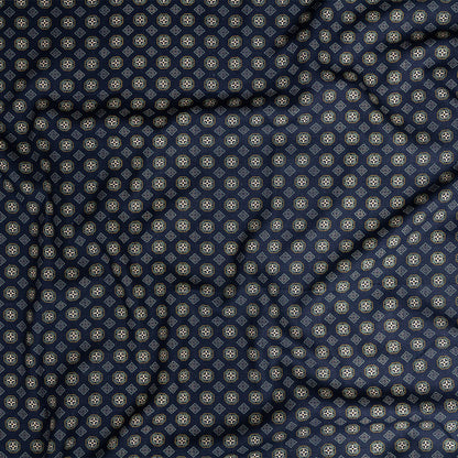 Linen and Rayon Woven - Navy Little Medallions - Motley Mosaic Print - Mood Exclusive Tumunyana Collection