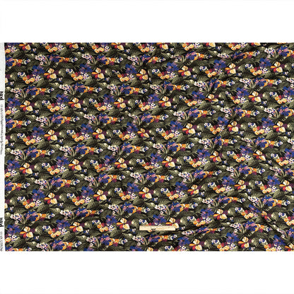 Linen and Rayon Woven - Green and Blue Tropical Floral - Virescent Vignette Print - Mood Exclusive Tumunyana Collection