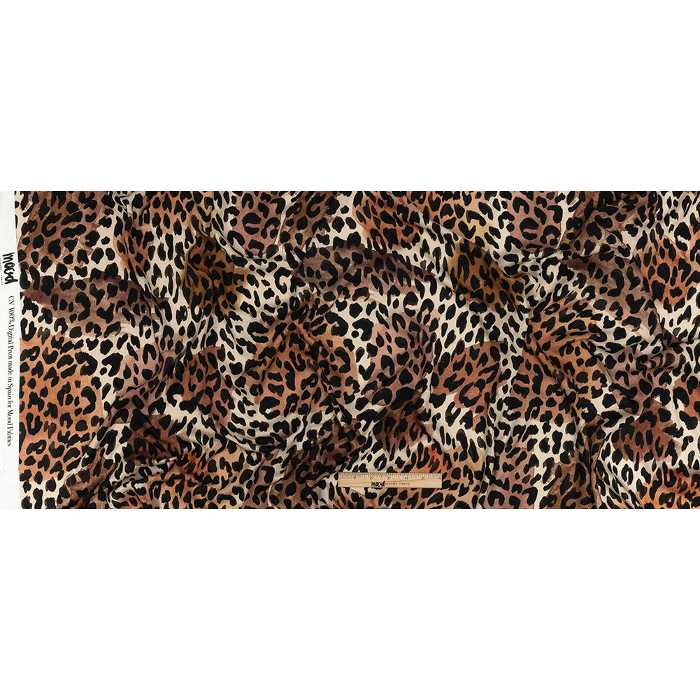 Rayon Challis - Beige and Black Leopard Spots - Animato Print - Mood Exclusive Viso Collection