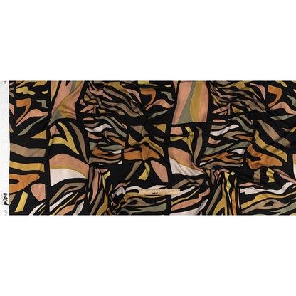 Rayon Challis - Black and Green Animal Stripe Patchwork - In Bocca al Lupo Print - Mood Exclusive Viso Collection