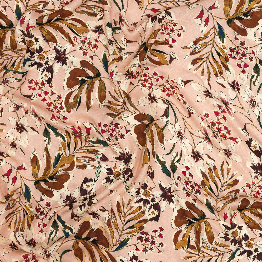 Rayon Challis - Pink Floral - Primavera Print - Mood Exclusive Viso Collection
