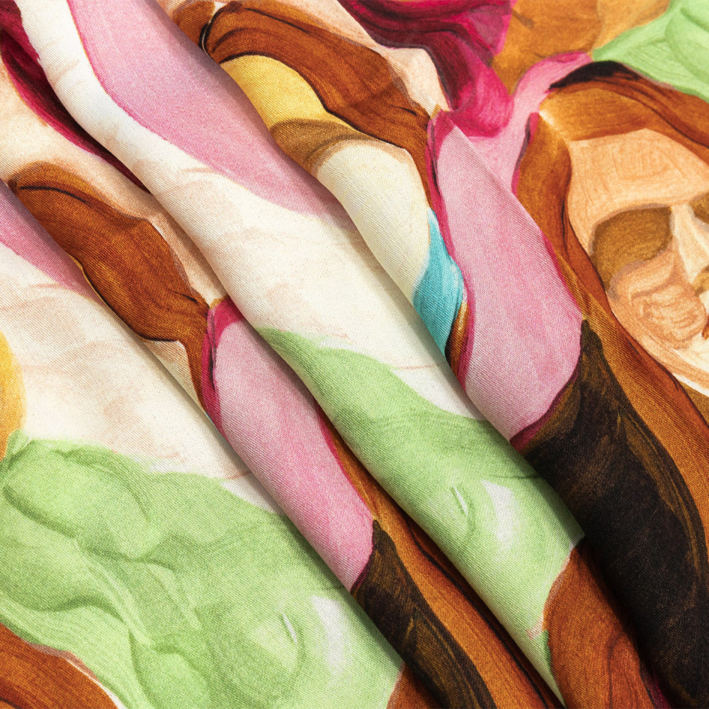 Rayon Challis - Rainbow Painterly Faces - Artemisia Print - Mood Exclusive Viso Collection