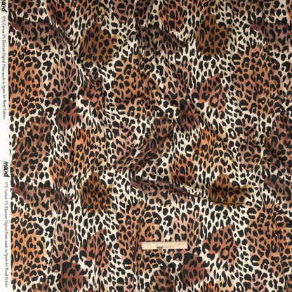 Stretch Cotton Sateen - Beige and Black Leopard Spots - Animato Print - Mood Exclusive Viso Collection Full