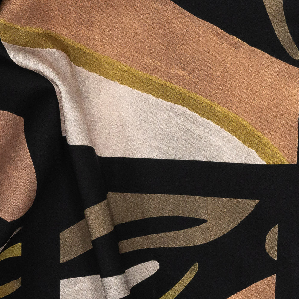 Stretch Cotton Sateen - Black and Green Animal Stripe Patchwork - In Bocca al Lupo Print - Mood Exclusive Viso Collection Detail