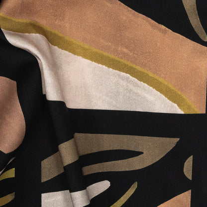 Stretch Cotton Sateen - Black and Green Animal Stripe Patchwork - In Bocca al Lupo Print - Mood Exclusive Viso Collection Detail