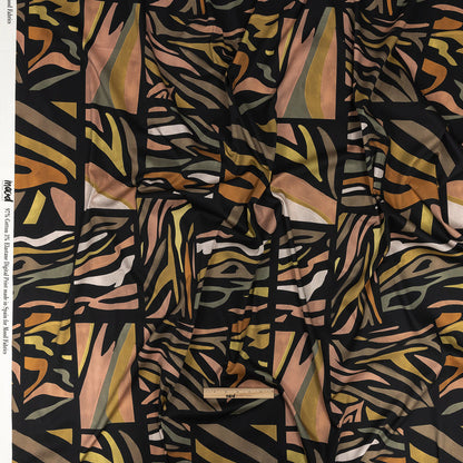 Stretch Cotton Sateen - Black and Green Animal Stripe Patchwork - In Bocca al Lupo Print - Mood Exclusive Viso Collection Full