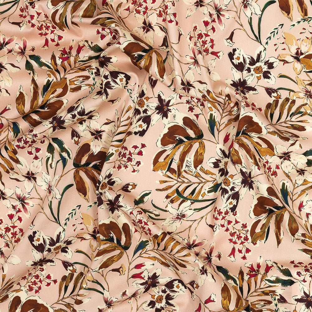 Stretch Cotton Sateen - Pink Floral - Primavera Print - Mood Exclusive Viso Collection