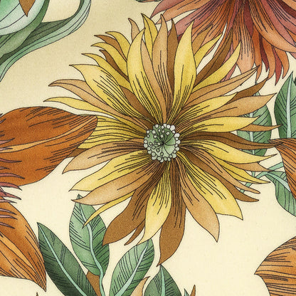 Stretch Cotton Sateen - Yellow and Orange Floral - i Fiori Print - Mood Exclusive Viso Collection Detail