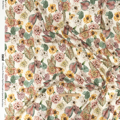 Stretch Cotton Sateen - Soft Pink and Green Floral - Botticelli Print - Mood Exclusive Viso Collection Full