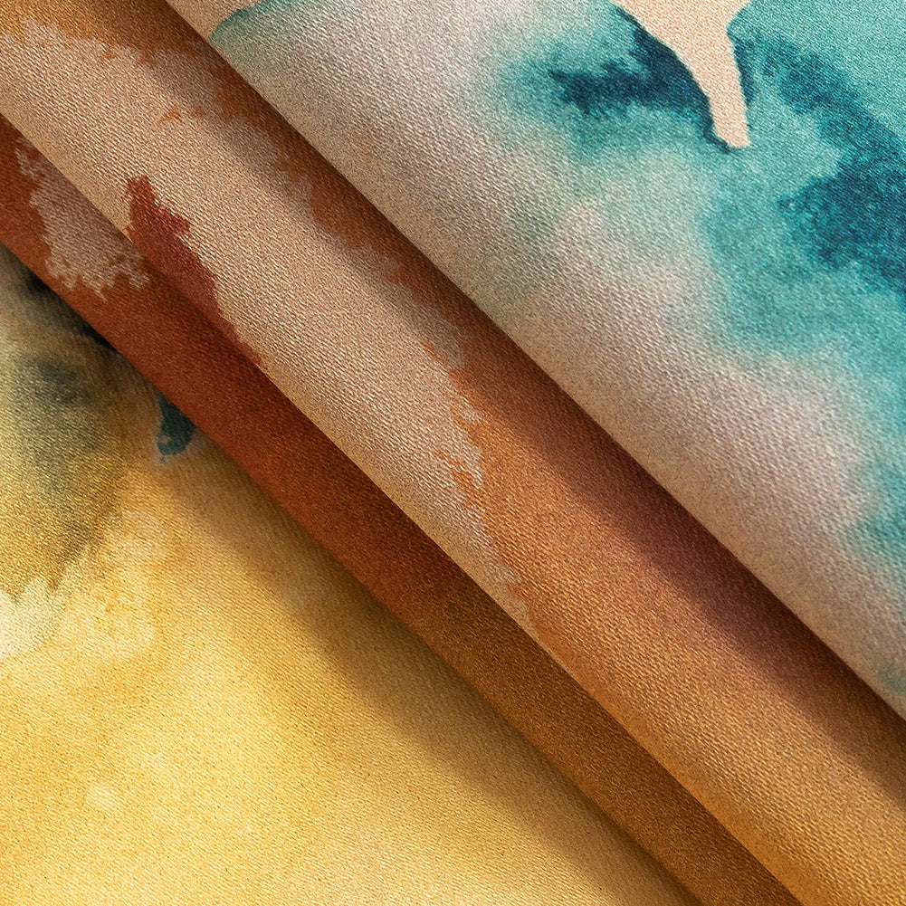 Stretch Cotton Sateen - Rainbow Painterly Abstract - Fresco Print - Mood Exclusive Viso Collection Folded