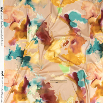 Stretch Cotton Sateen - Rainbow Painterly Abstract - Fresco Print - Mood Exclusive Viso Collection Full