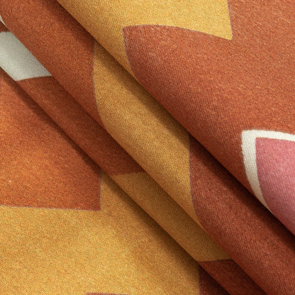 Stretch Cotton Sateen - Pink and Orange Zig Zags - Festa di Apollo Print - Mood Exclusive Viso Collection Folded