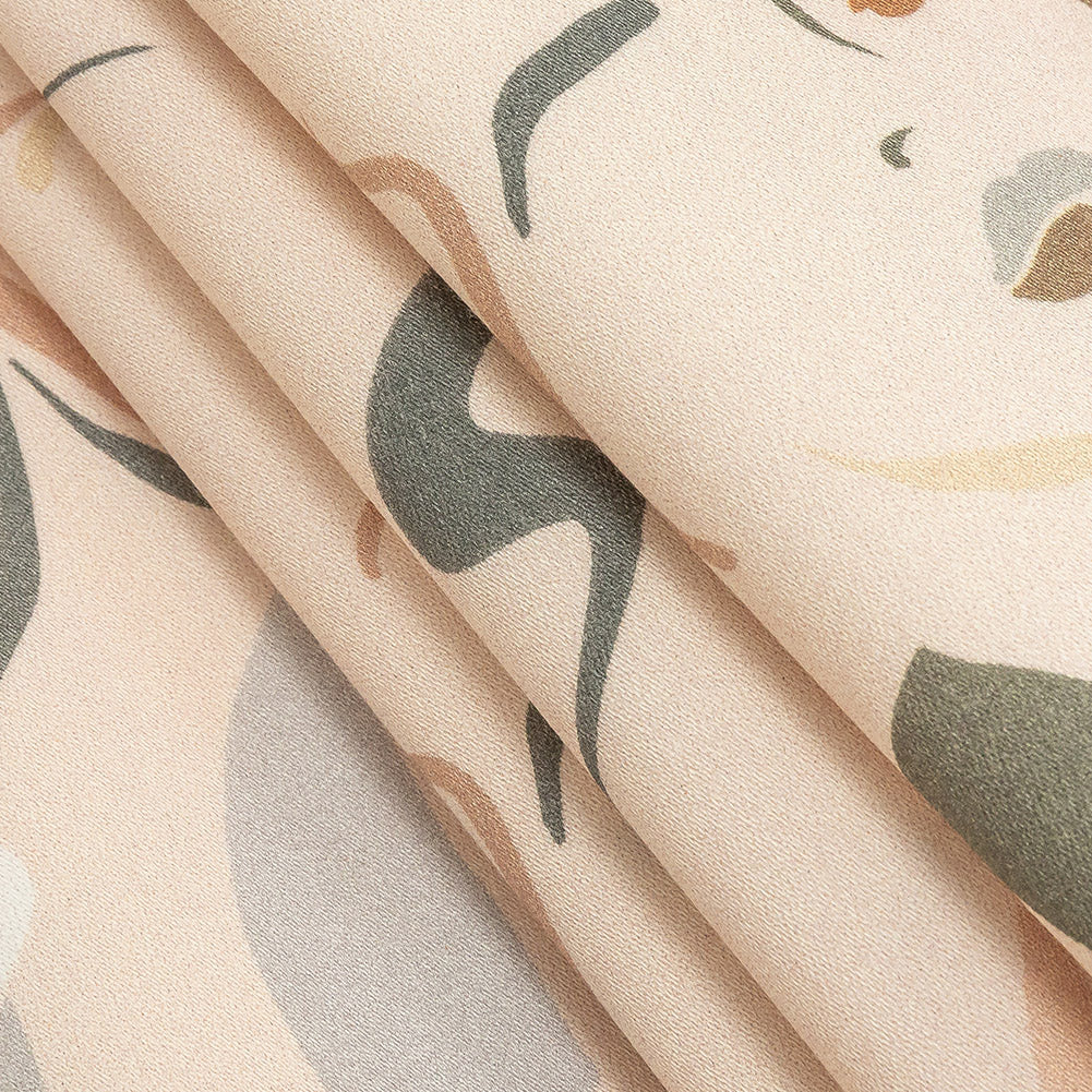 Stretch Cotton Sateen - Pink and Gray Faces - Le Muse Print - Mood Exclusive Viso Collection Folded