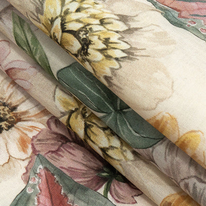 Cotton Voile - Soft Pink and Green Floral - Botticelli Print - Mood Exclusive Viso Collection