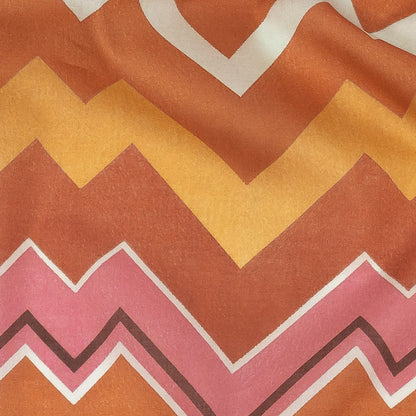 Cotton Voile - Pink and Orange Zig Zags - Festa di Apollo Print - Mood Exclusive Viso Collection