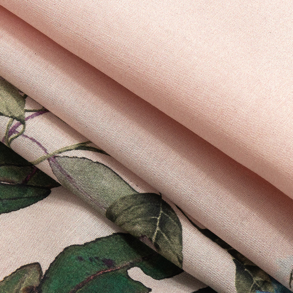 Cotton Voile - Pink and Multicolor Floral Border - Adagio Print - Mood Exclusive Viso Collection