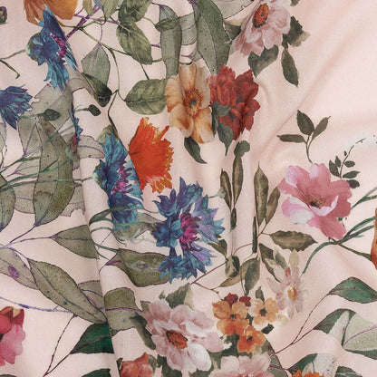 Cotton Voile - Pink and Multicolor Floral Border - Adagio Print - Mood Exclusive Viso Collection