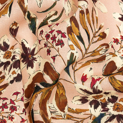 Linen and Rayon Woven - Pink Floral - Primavera Print - Mood Exclusive Viso Collection