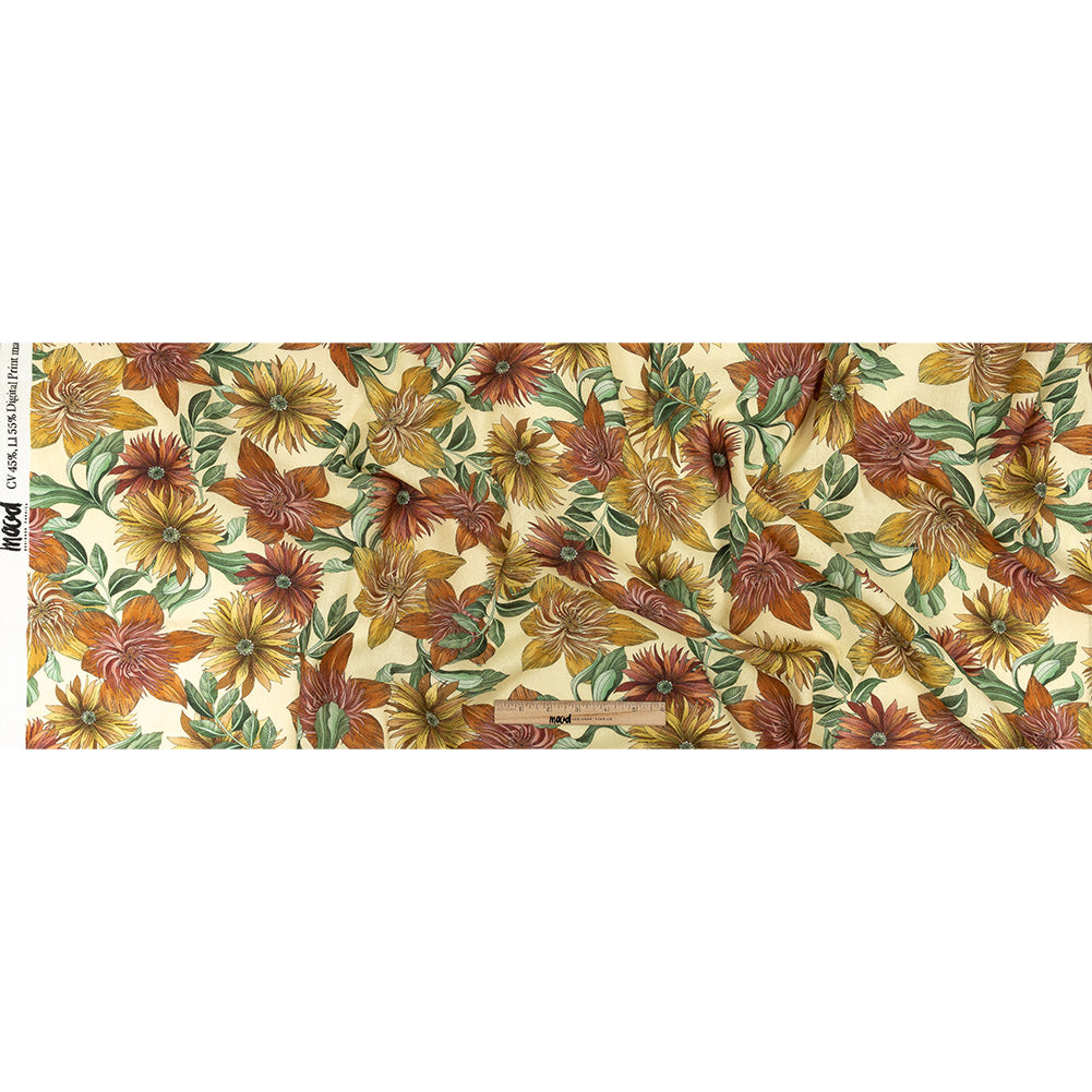 Linen and Rayon Woven - Yellow and Orange Floral - i Fiori Print - Mood Exclusive Viso Collection
