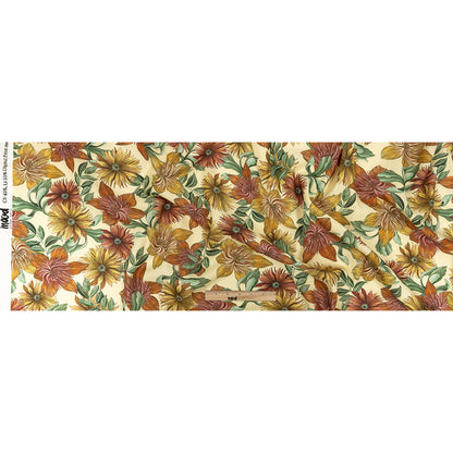 Linen and Rayon Woven - Yellow and Orange Floral - i Fiori Print - Mood Exclusive Viso Collection