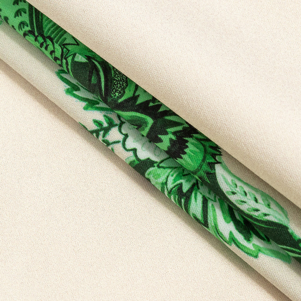 Stretch Cotton Sateen - Kelly Green Floral Stripes - Mood Exclusive Palazzo dei Fiori Print - Folded