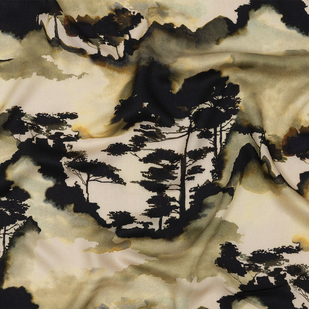 Rayon Challis - Watercolor Trees - Spectral Canopy Print - Mood Exclusive Rio Collection