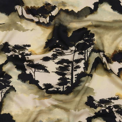 Rayon Challis - Watercolor Trees - Spectral Canopy Print - Mood Exclusive Rio Collection