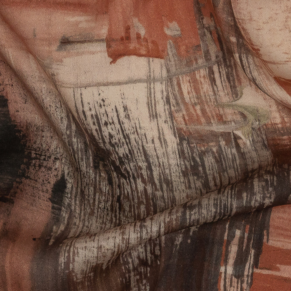 Rayon Challis - Pink and Gray Brushstrokes - Brush With Danger Print - Mood Exclusive Rio Collection